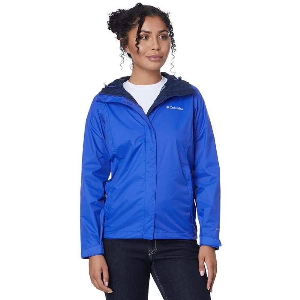 COLUMBIA Women's Arcadia II Rain Jacket Small Blue Packable Hood Waterproof NWT